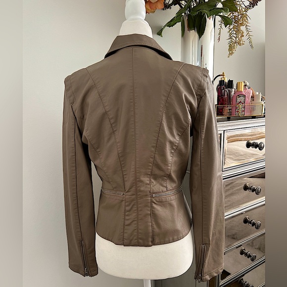 Blank NYC Vegan Leather Moto Jacket in Taupe - Picture 8 of 16